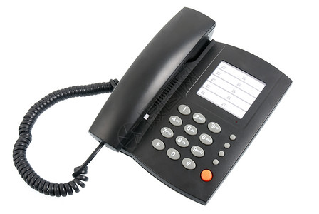 黑色电话白色嗓音全球会议塑料商业电缆固定电话讨论技术背景图片