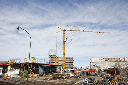 建筑起重车房地产工程建筑活动天空结构工作工地地点住宅投资背景图片