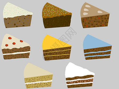 布丁mbe图标蛋糕切片坚果卡通片磨砂味道夹子蓝色生日海绵奶油食物背景
