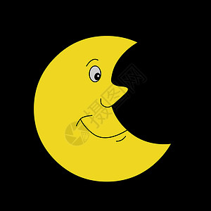 幸福月亮男人卡通片月球夹子黄色微笑插图漫画时间背景图片