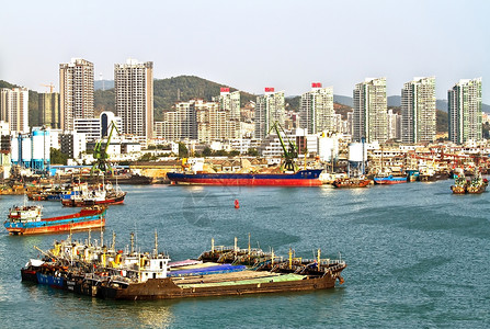 中国三亚凤凰岛港风景地标过境旅行绿色蓝色城市商业场景工作背景图片