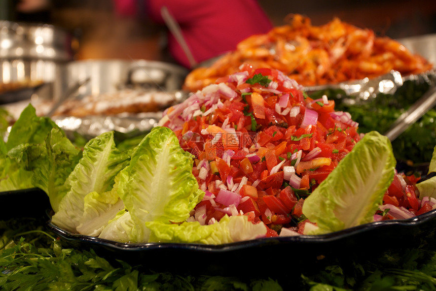 摩洛哥番茄沙拉绿色沙拉养分生菜香菜果汁晚餐柠檬食物香料图片