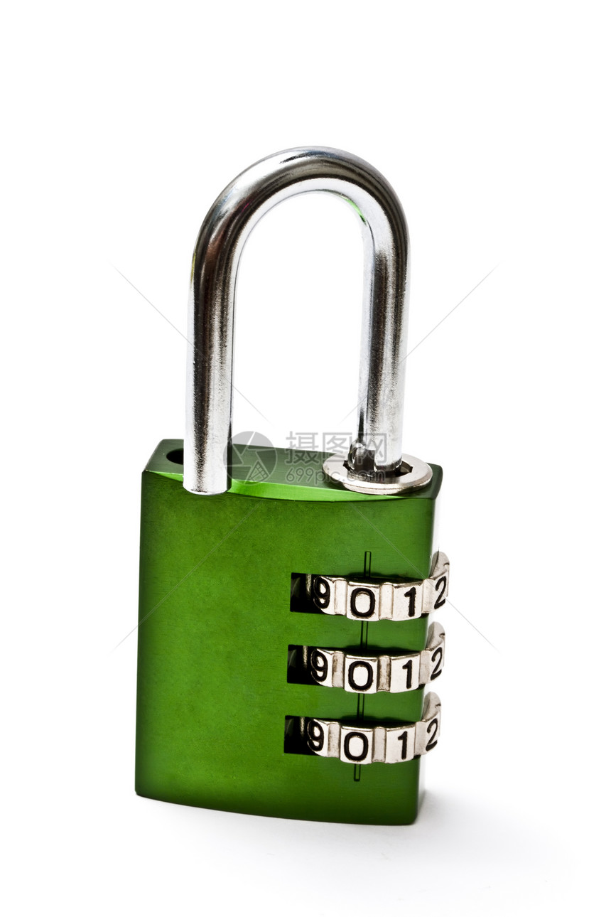 绿色组合绿锁代码钥匙白色挂锁安全金属图片
