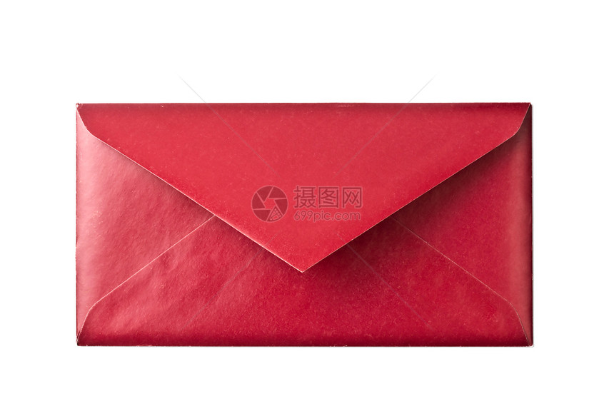 白色上隔离的红色信封礼物邮政装饰写作剪裁商业邮件展示小路笔记图片
