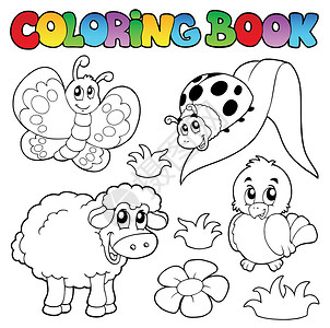 羊蝴蝶排弹簧动物的彩色本插画
