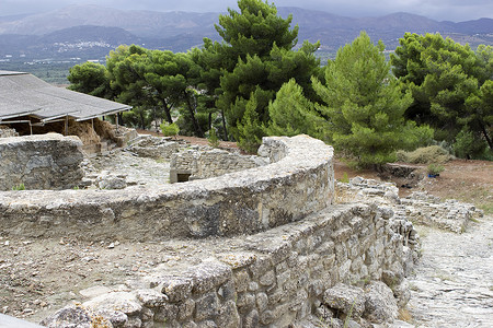 米诺斯克里特岛古代城市Paistos或Festos村庄考古学神话木马国家大力士旅行石头楼梯文化背景