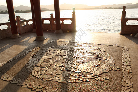 中国龙龙-西湖土雕塑背景图片