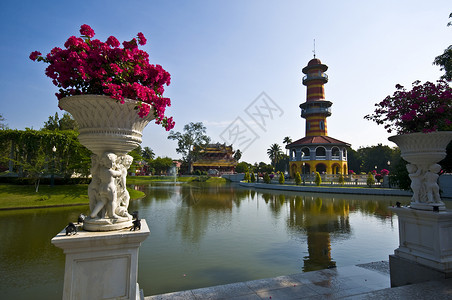 邦帕进入口历史红色公园建筑皇家文化游客旅游传统高清图片