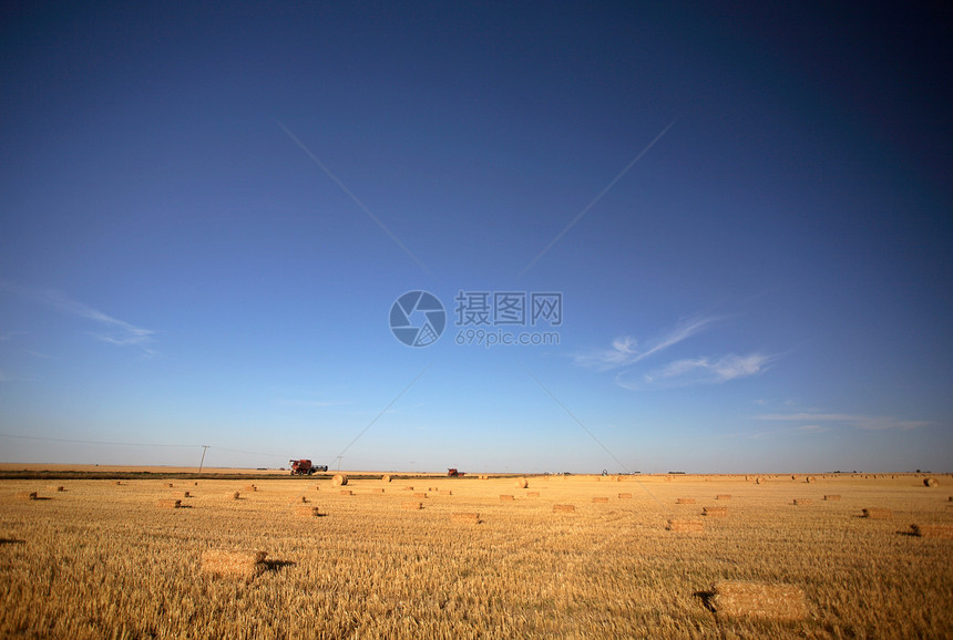 萨斯喀彻温地区的草篮乡村场景机械农村照片旅行水平大草原国家茬地图片