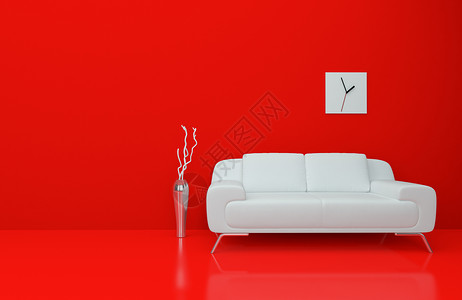 绿苹果风格扶手椅房间地面舒适花瓶插图建筑学房子红色背景图片