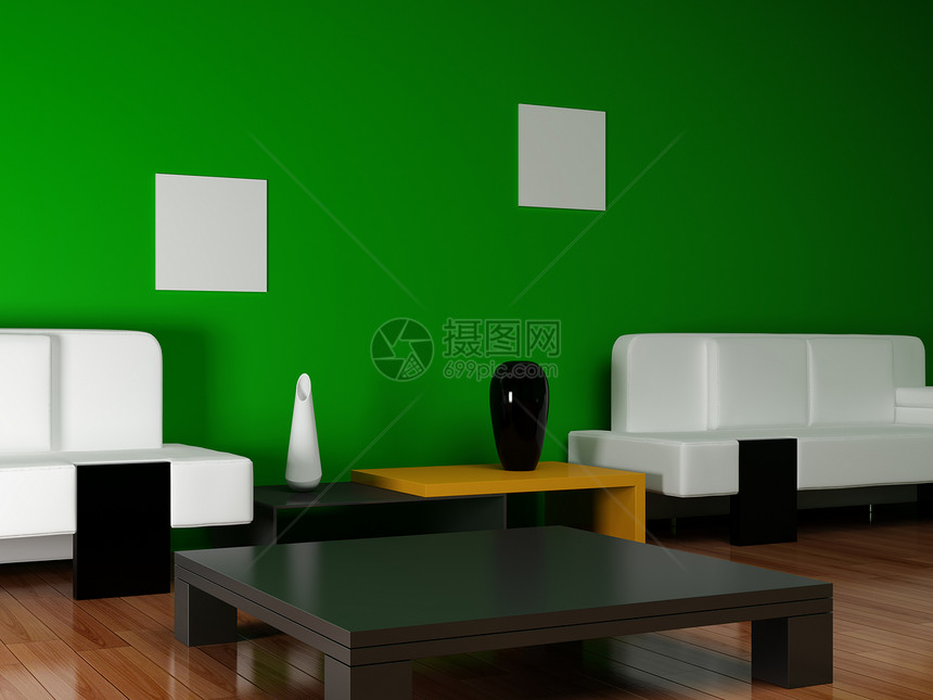 绿色房间的家具图片