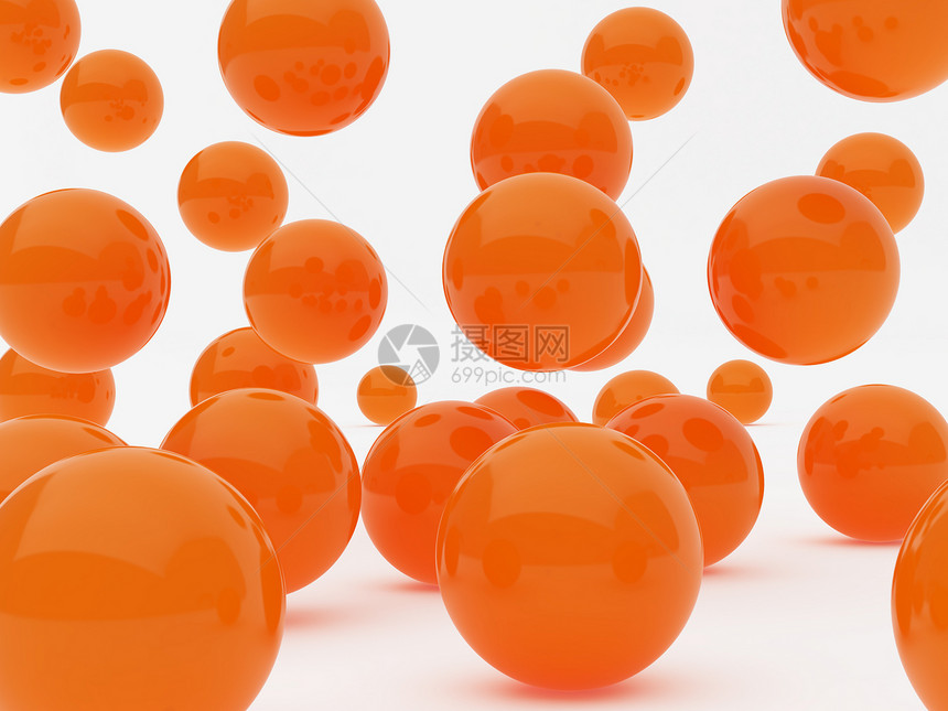 橙球阴影橙子反射白色图片
