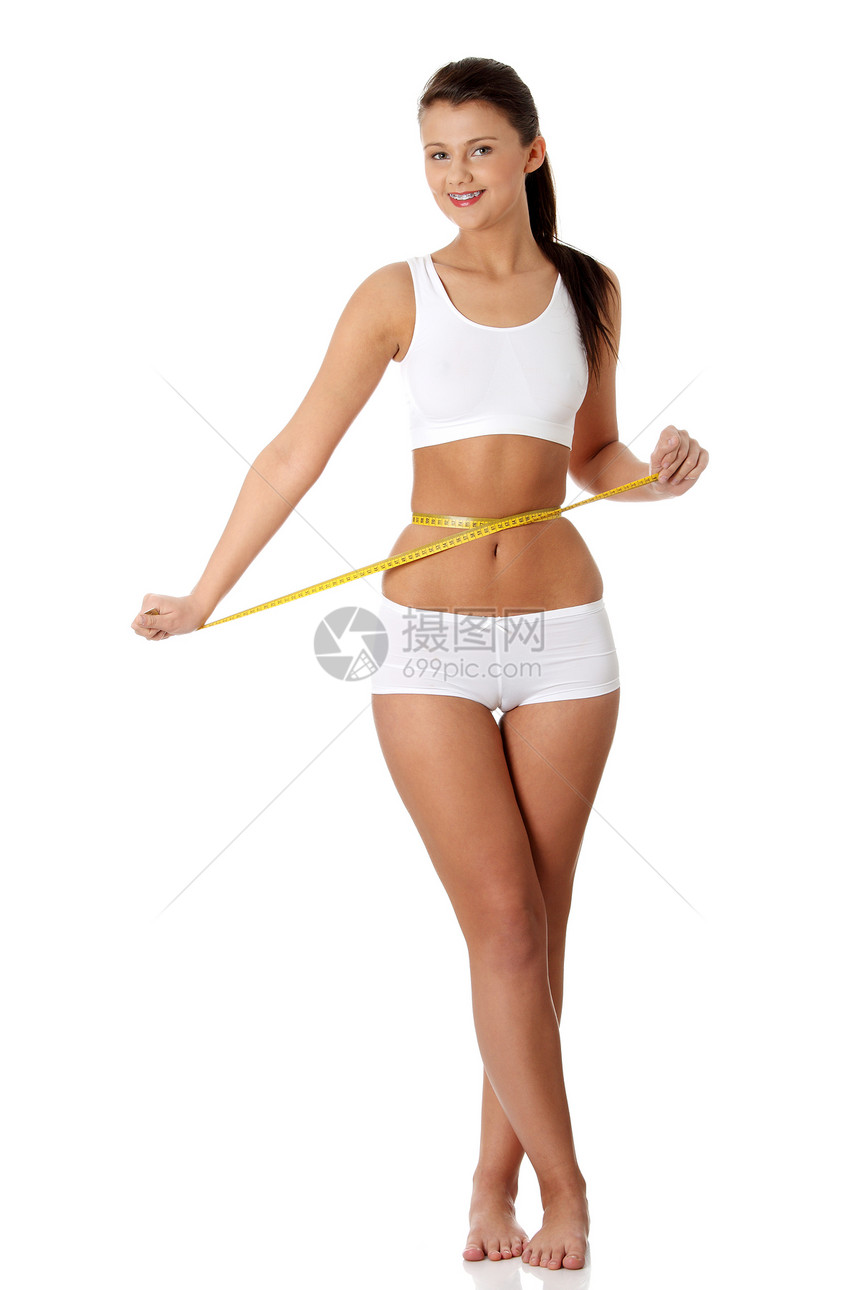 健康的生活方式概念饮食女性减肥腰部营养女士腹部衣服身体内衣图片