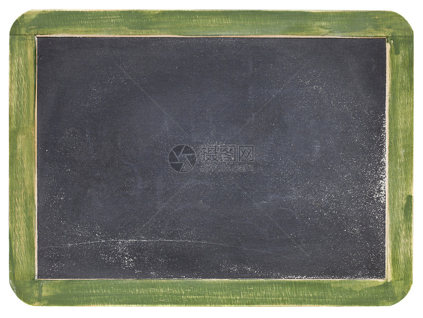 旧黑板灰尘绿色白色裂缝空白框架木头粉笔石板图片