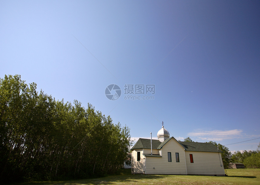 位于萨斯喀彻温的一座小型乡村教堂照片国教风景宗教场景图片