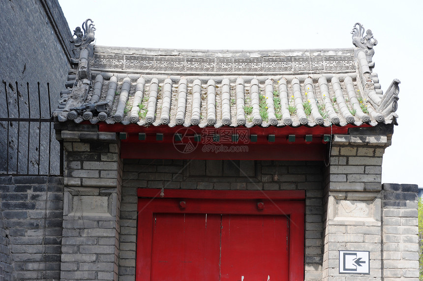 中国门艺术门把手入口房子木头砖块安全戒指建筑学历史图片