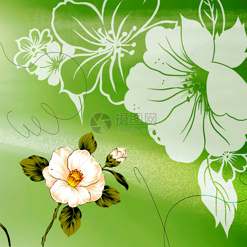无缝绿色背景图画框架叶子墙纸创造力季节花园装饰品插图曲线海浪图片