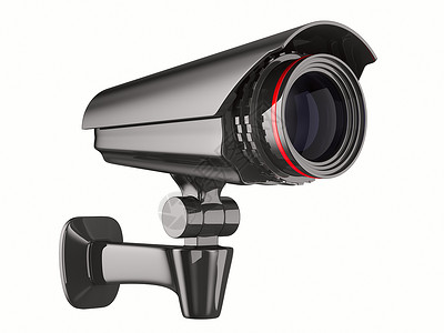 摄像头3D白色背景上的安全摄像头 孤立的 3D 图像记录预防电子监视镜片防御监控相机凸轮检查背景