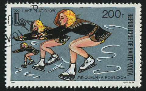 邮票锦标赛展示溜冰者邮件卡片竞赛女性数字信封集邮高清图片