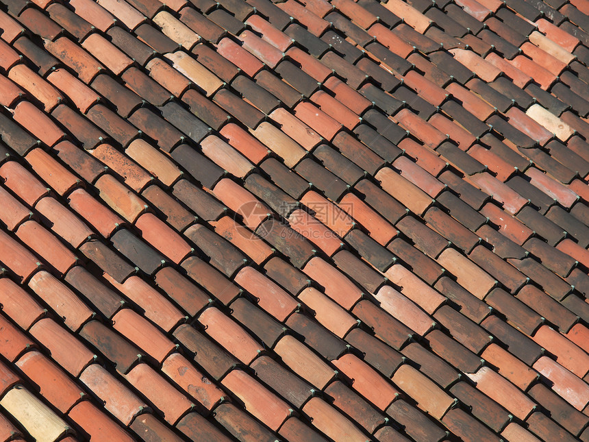 屋顶瓷砖材料红色马赛克图片