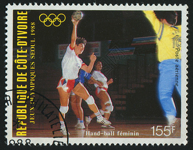 邮票运动手球邮件竞赛运动员女性信封游戏集邮地址背景图片