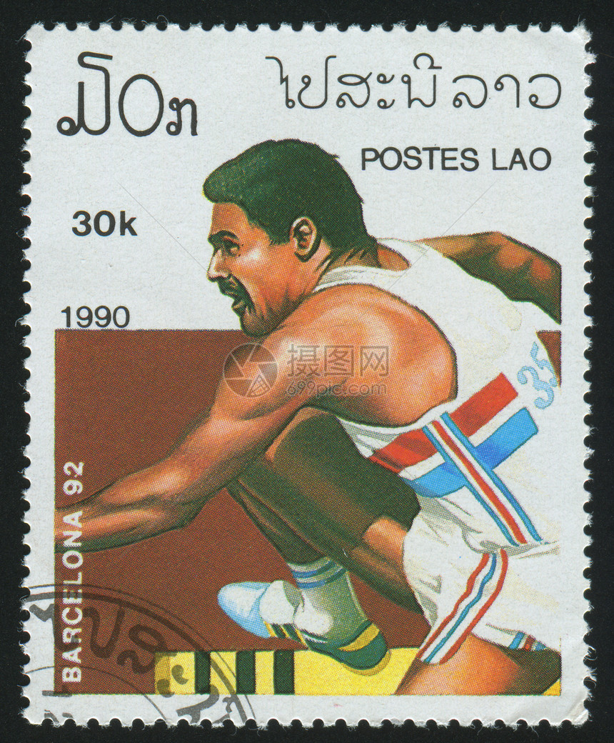 邮票邮戳赛跑者卡片运动员比赛体育场速度短跑跑步竞赛图片