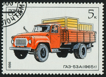 邮票船运汽车卡车信封驾驶货车车辆司机商品邮件高清图片