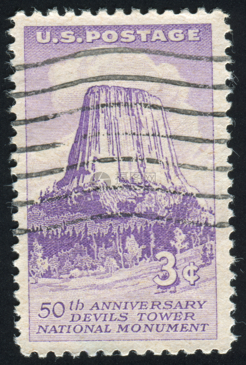 邮票风景松树花岗岩天空土地地质学火山地标森林公园图片