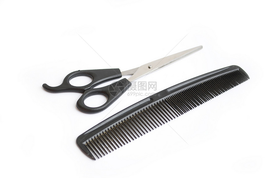 剪剪刀和梳子沙龙刀具塑料工作发型师设计师发型造型师刀刃修剪图片