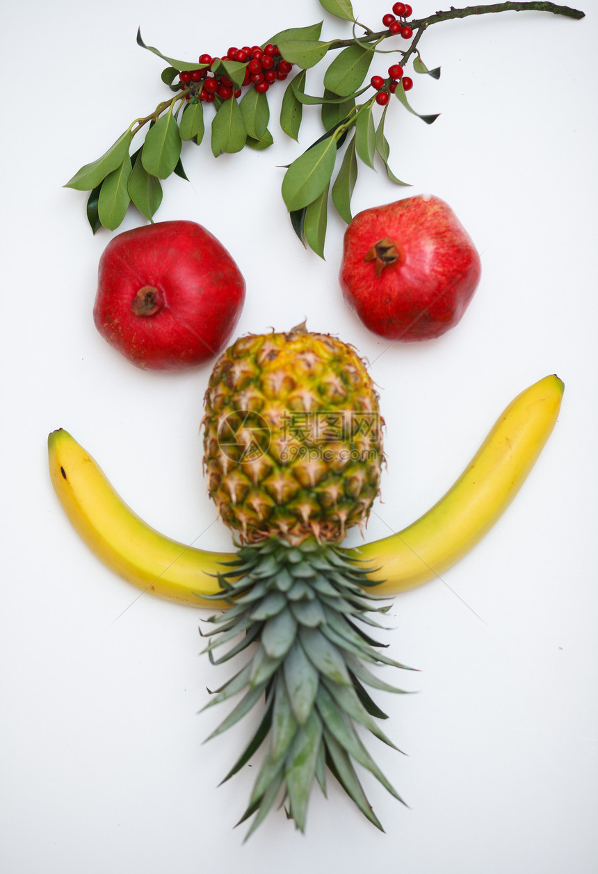 以水果为面目卡通片浆果创造力饮食蔬菜生长香蕉眼睛植物幸福图片
