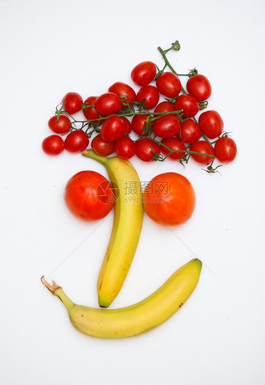以水果为面目乐趣香蕉眼睛食物幸福浆果快乐饮食植物种子图片