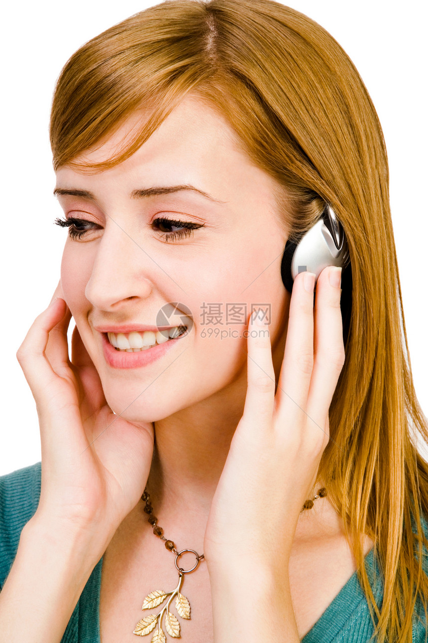 戴耳机的快乐妇女图片
