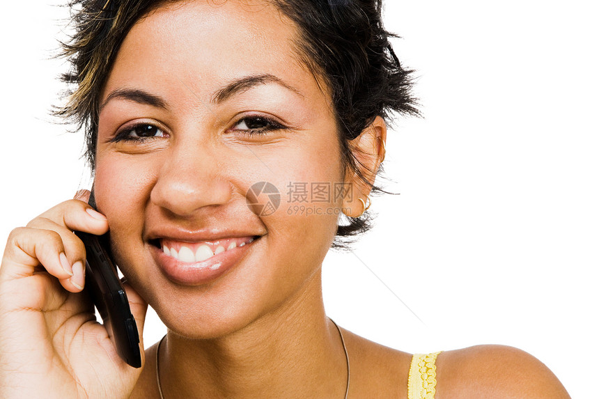 妇女用移动电话说话沟通机动性成人女士幸福技术电讯细胞微笑听力图片