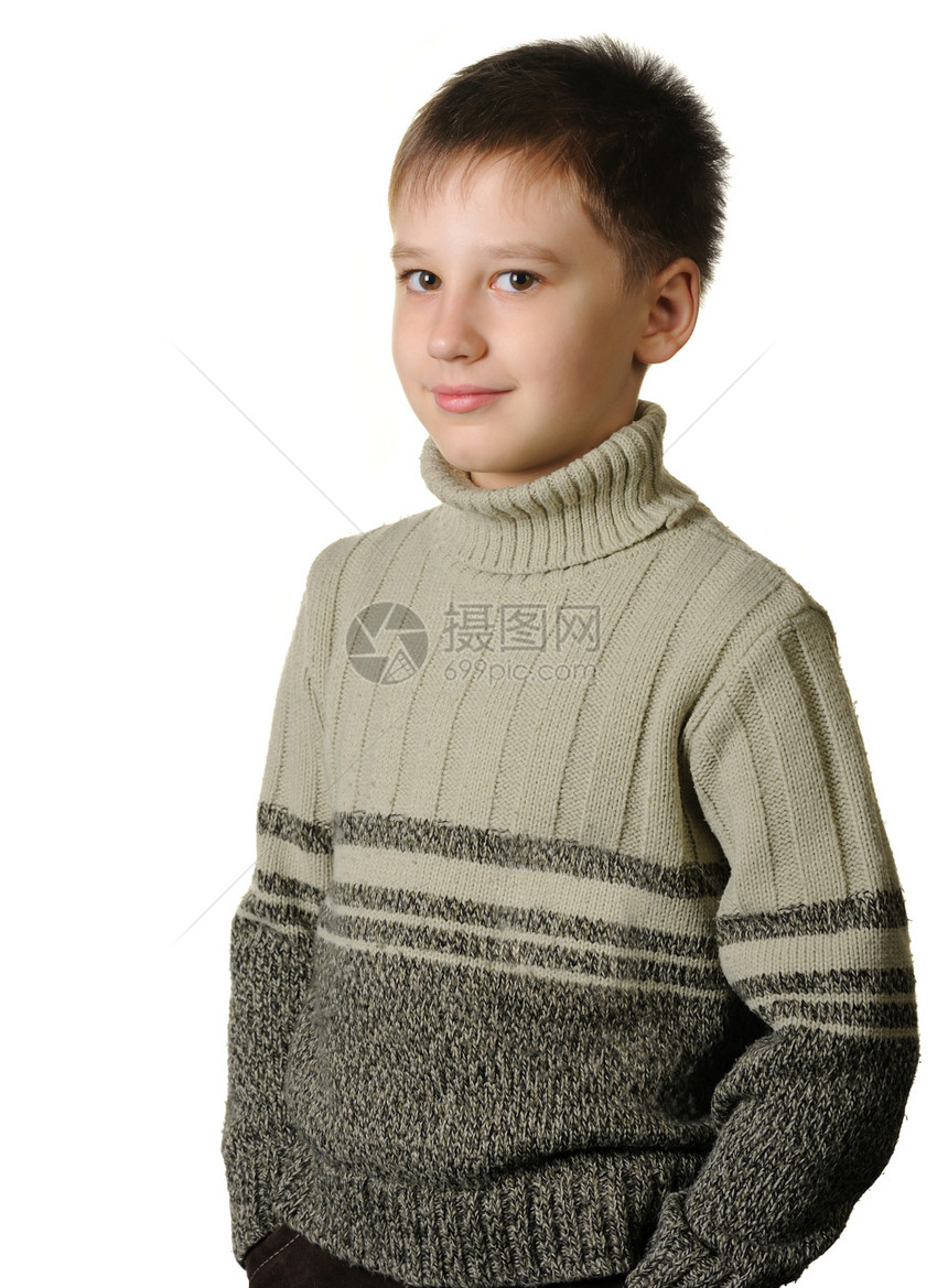 男孩的肖像毛衣孩子青年微笑工作室乐趣男生儿童皮肤眼睛图片