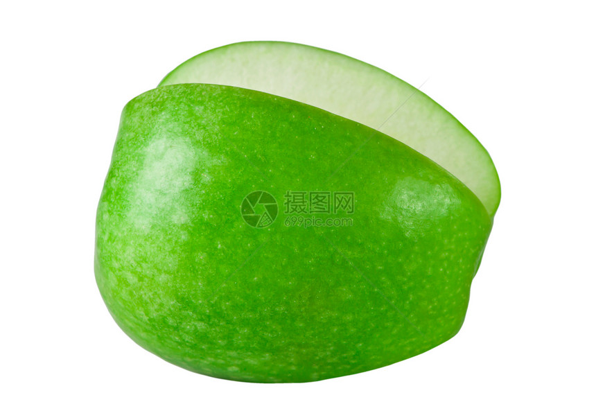 绿苹果水果白色宏观绿色食物小吃营养图片