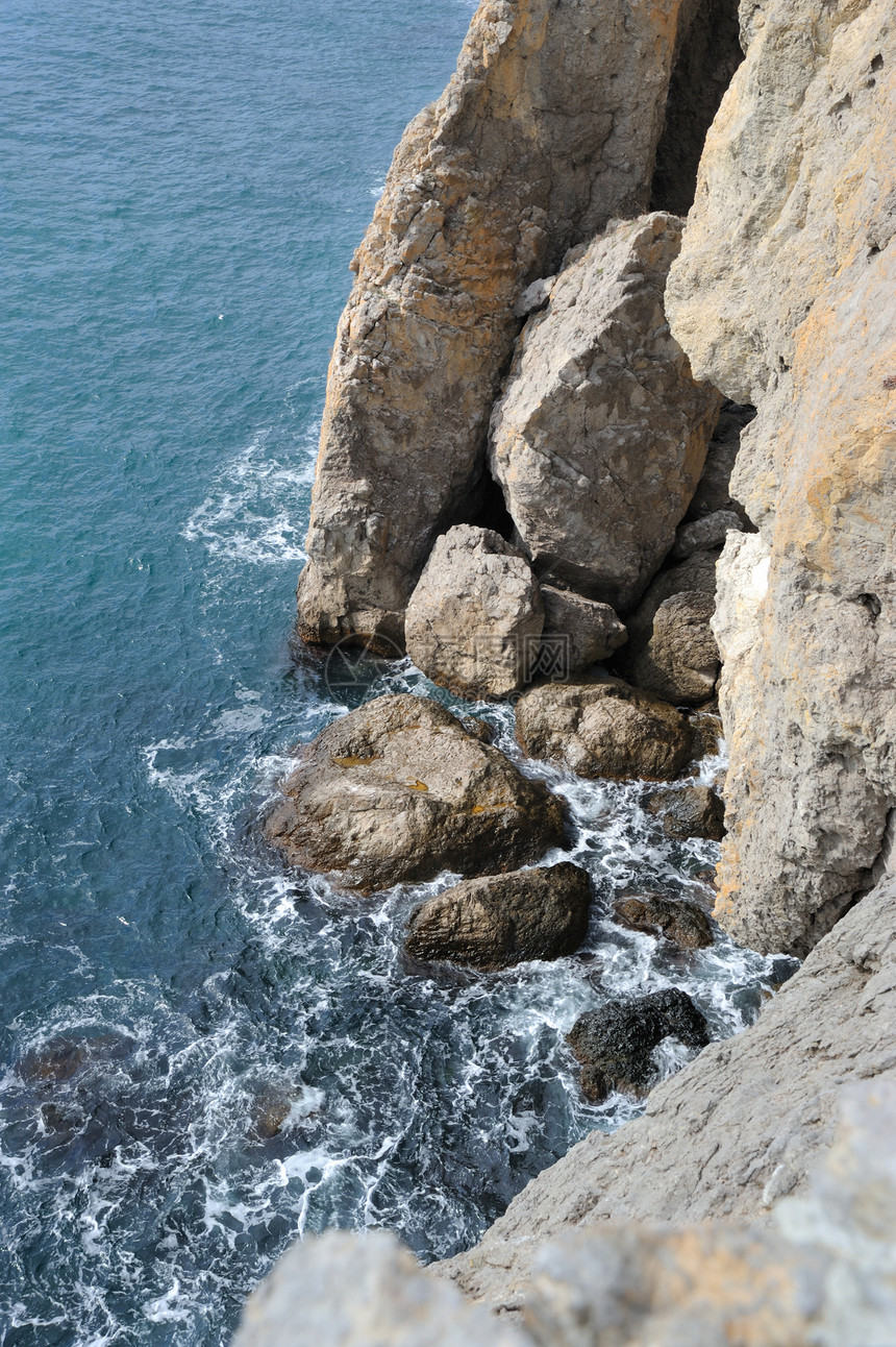 海和山土地冲浪岩石地形热带海洋海浪蓝色假期支撑图片