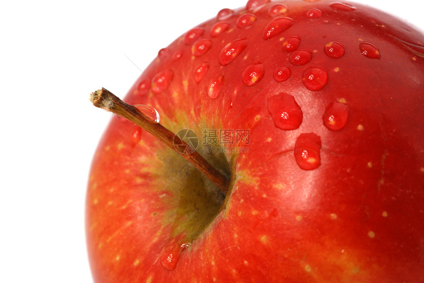 苹果和新鲜的滴子重量水果红色午餐损失飞沫白色食物健康节食图片