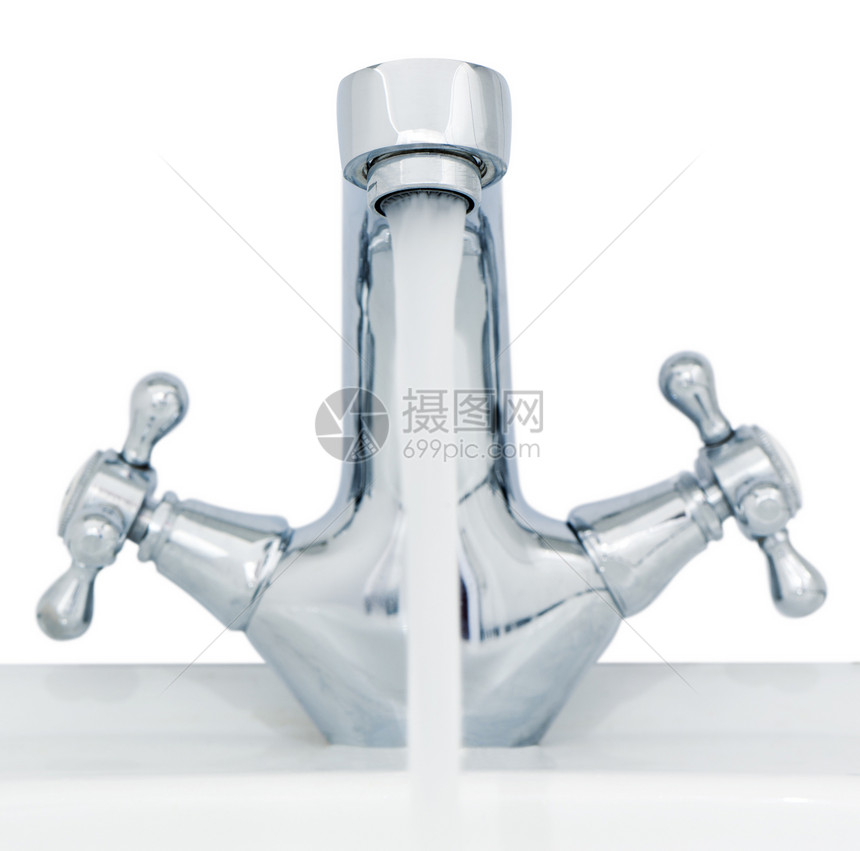 水龙头有一条水流浴室液体溪流卫生搪瓷宏观水样金属管道气泡图片