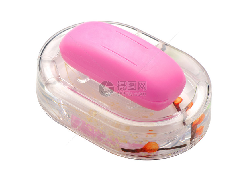 在透明肥皂托盘中用粉红色的肥皂身体卫生温泉香水宏观甘油洁净洗涤阴影打扫图片