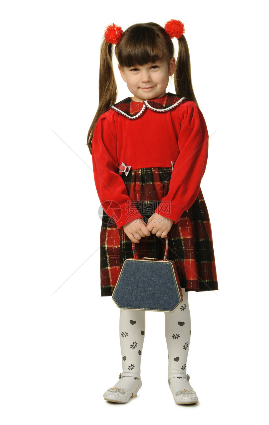 穿红裙子的小女孩白色女孩头发女儿孩子们童年快乐孩子女性棕色图片