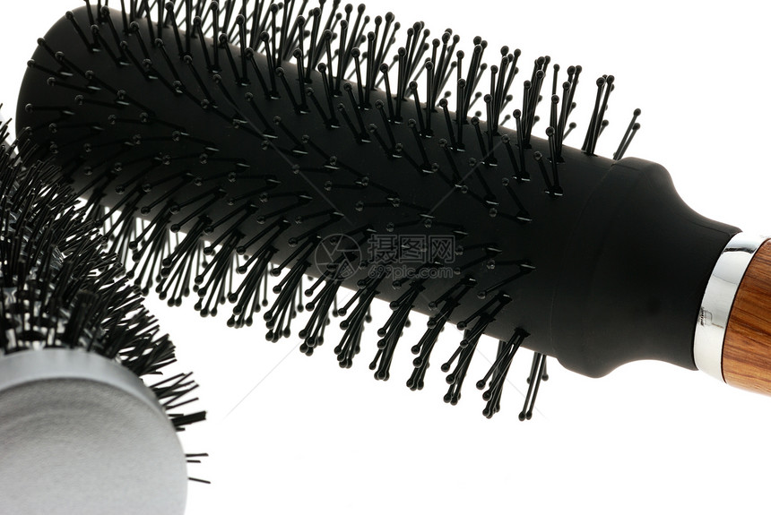 头发笔画笔木头塑料造型师卷发器团体沙龙黑色棕色卷曲图片