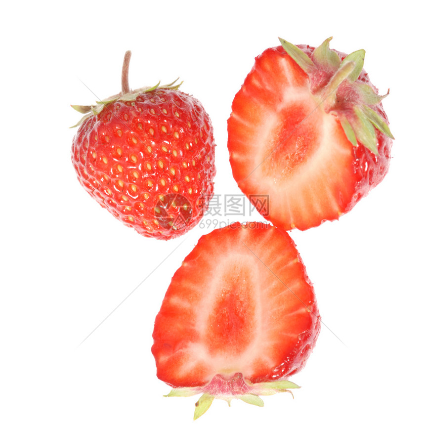 草莓切割水果液体甜点蔬菜气泡宏观生活饮食营养叶子图片