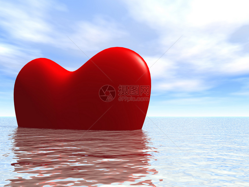 海洋中的心脏3D图片