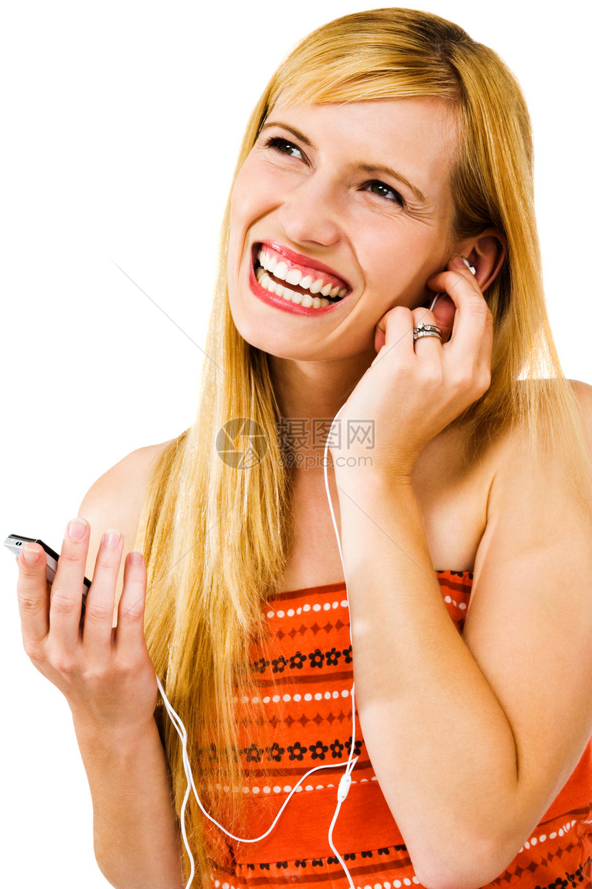 听MP3的开心女人图片