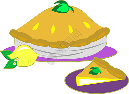 柠檬馅饼柠檬派和切片插画