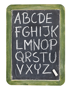空白字母黑板上以粉笔字母排列的字母表背景