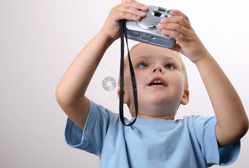 摄影师白色儿子职业男生游戏儿童微笑孩子相机玩具图片
