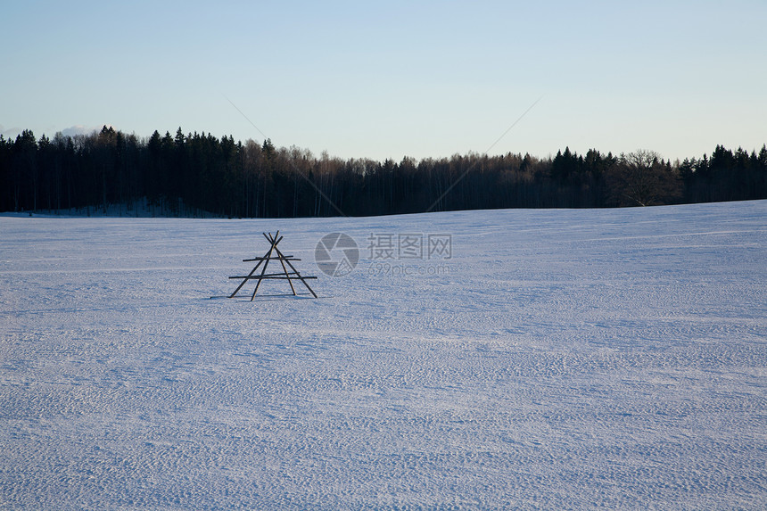 冬季日白色天空冻结季节风景天气图片