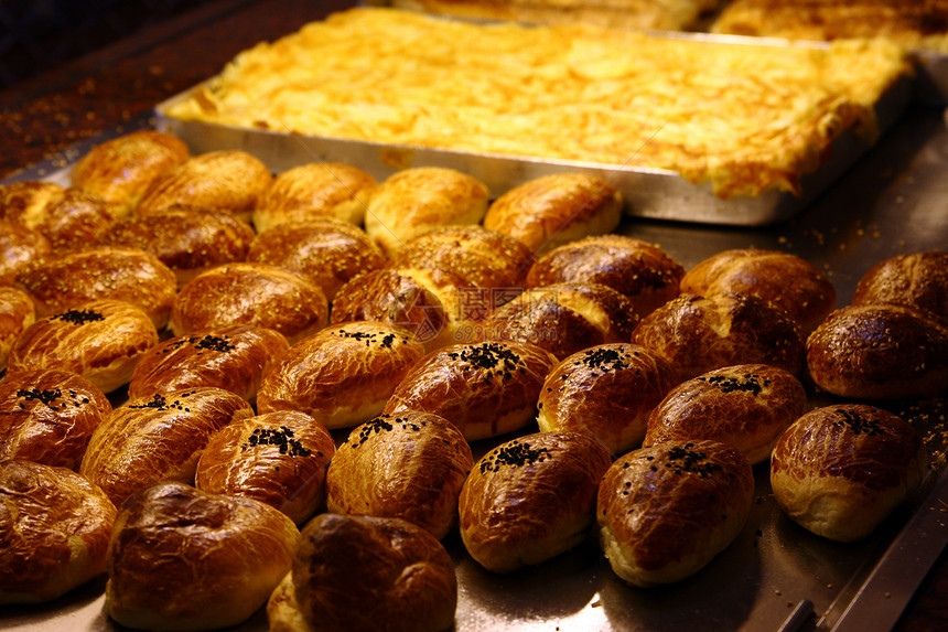 新鲜面包制品种子白色宏观产品美食市场食物早餐文化小吃图片