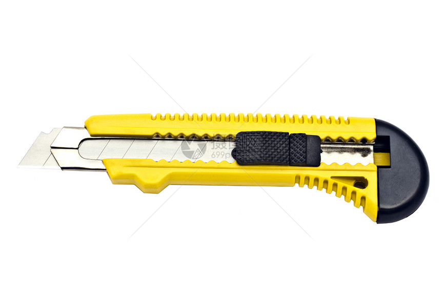 黄纸切割器工具危险白色办公室剪裁刀刃刀具工作金属黄色图片